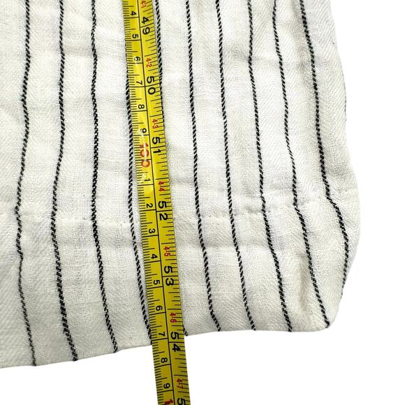 RACHEL ZOE Womens 10 Linen Sleeveless Jumpsuit Romper White Black Stripe Pockets - Picture 10 of 10